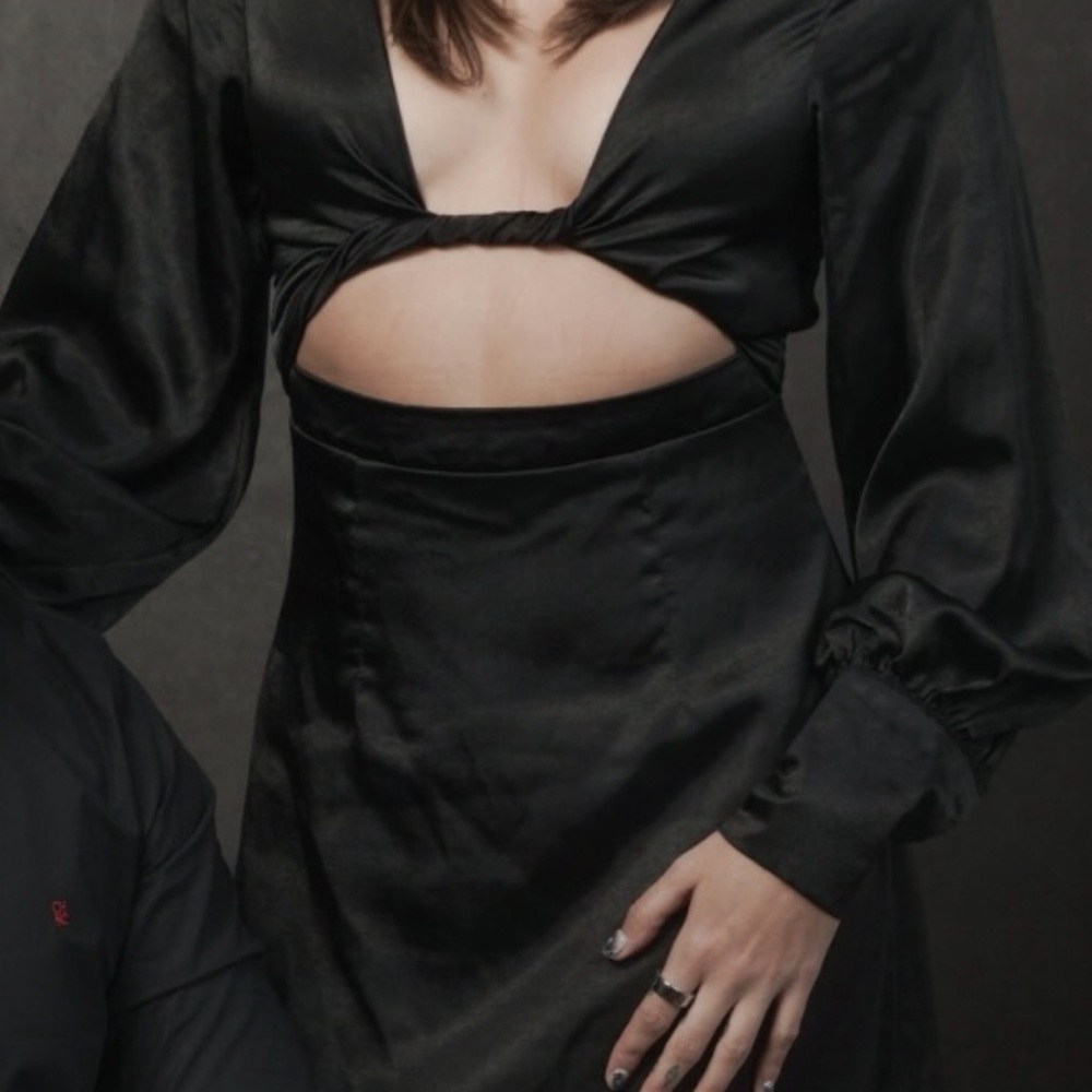 NASTY GAL black satin cut out dress